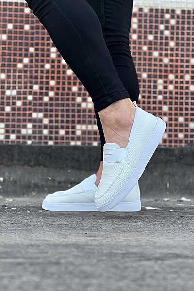 WG061 Beyaz Triko Babet Erkek Casual Ayakkabı