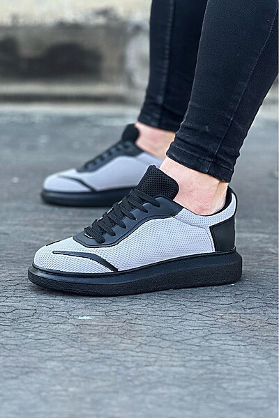 WG019 Gri Siyah Triko Erkek Casual Ayakkabı