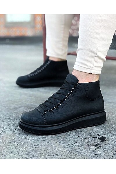 WG032 Kömür Bağcıklı Sneakers Yarım Bilek Bot WG032 Kömür Bağcıklı Sneakers Yarım Bilek Bot