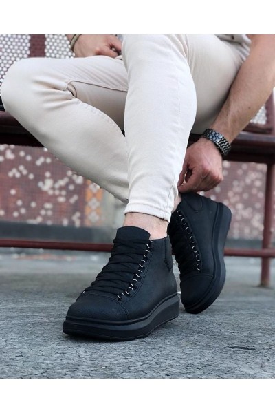 WG032 Kömür Bağcıklı Sneakers Yarım Bilek Bot WG032 Kömür Bağcıklı Sneakers Yarım Bilek Bot