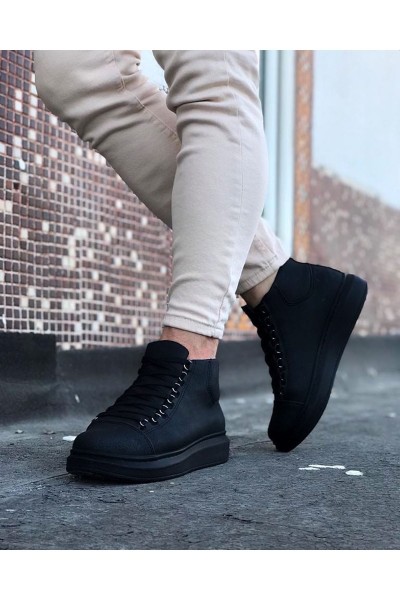 WG032 Kömür Bağcıklı Sneakers Yarım Bilek Bot WG032 Kömür Bağcıklı Sneakers Yarım Bilek Bot