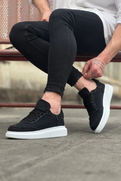 WG018 Siyah Kot Kumaş Erkek Casual Ayakkabı WG018 Siyah Kot Kumaş Erkek Casual Ayakkabı