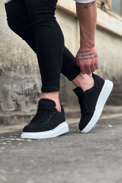 WG018 Siyah Kot Kumaş Erkek Casual Ayakkabı WG018 Siyah Kot Kumaş Erkek Casual Ayakkabı