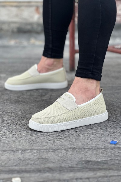 WG061 Bej Triko Babet Erkek Casual Ayakkabı WG061 Bej Triko Babet Erkek Casual Ayakkabı