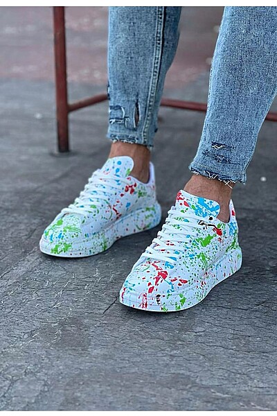 WG501 Yeşil Boyalı Erkek Casual Ayakkabı WG501 Yeşil Boyalı Erkek Casual Ayakkabı