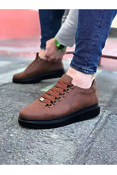 WG08 Taba Kömür Düz Erkek Casual Ayakkabı WG08 Taba Kömür Düz Erkek Casual Ayakkabı