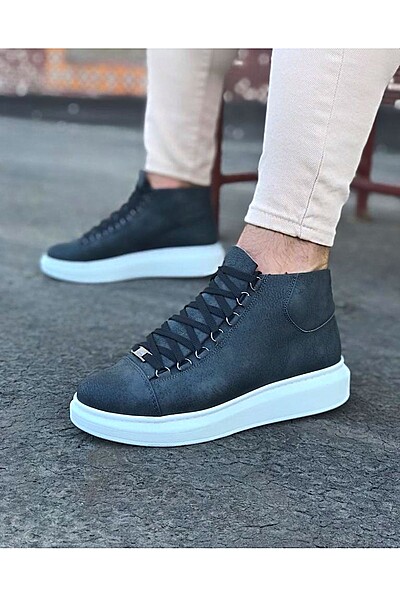 WG032 Gri Bağcıklı Sneakers Yarım Bilek Bot WG032 Gri Bağcıklı Sneakers Yarım Bilek Bot