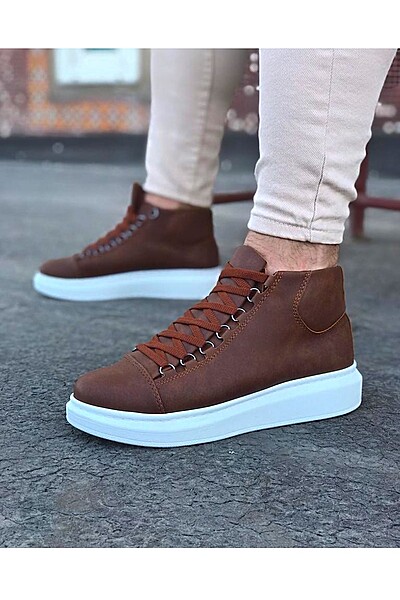 WG032 Taba Bağcıklı Sneakers Yarım Bilek Bot WG032 Taba Bağcıklı Sneakers Yarım Bilek Bot