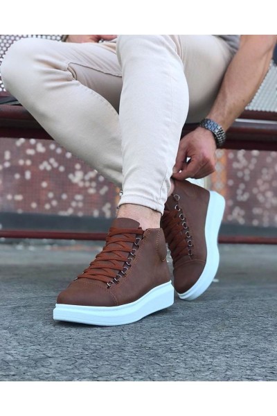 WG032 Taba Bağcıklı Sneakers Yarım Bilek Bot WG032 Taba Bağcıklı Sneakers Yarım Bilek Bot