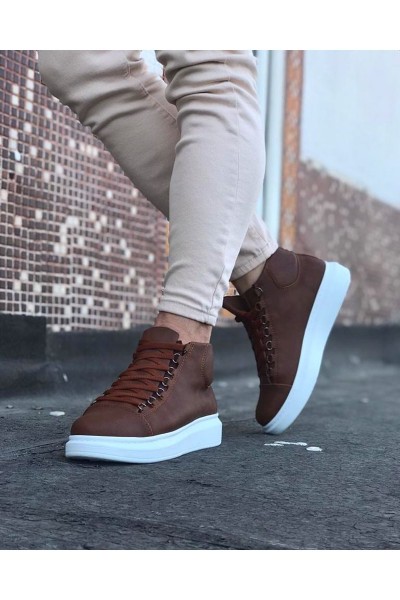 WG032 Taba Bağcıklı Sneakers Yarım Bilek Bot WG032 Taba Bağcıklı Sneakers Yarım Bilek Bot