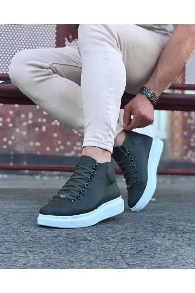 WG032 Haki Bağcıklı Sneakers Yarım Bilek Bot WG032 Haki Bağcıklı Sneakers Yarım Bilek Bot
