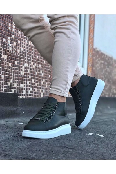 WG032 Haki Bağcıklı Sneakers Yarım Bilek Bot WG032 Haki Bağcıklı Sneakers Yarım Bilek Bot