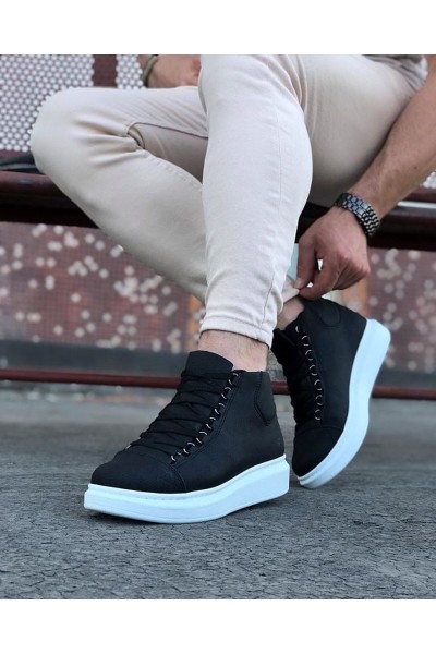WG032 Siyah Bağcıklı Sneakers Yarım Bilek Bot WG032 Siyah Bağcıklı Sneakers Yarım Bilek Bot