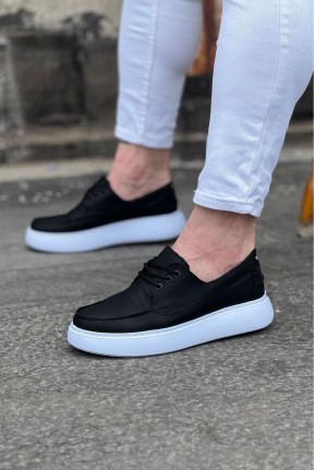 WG508 Siyah Cilt Ortopedik Taban Erkek Casual Ayakkabı WG508 Siyah Cilt Ortopedik Taban Erkek Casual Ayakkabı