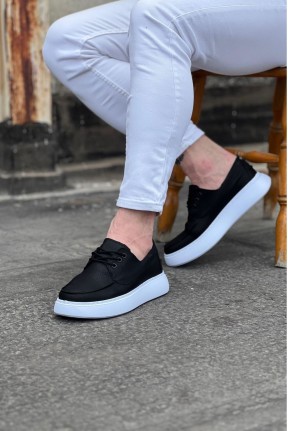 WG508 Siyah Cilt Ortopedik Taban Erkek Casual Ayakkabı WG508 Siyah Cilt Ortopedik Taban Erkek Casual Ayakkabı