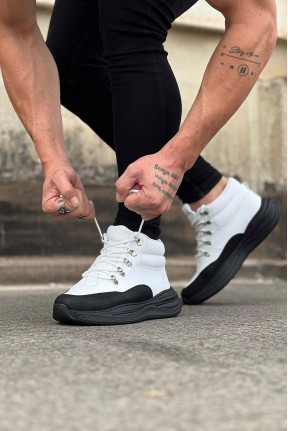 WG035 Kömür Beyaz Yüksek Taban Yarım Bilek Bot WG035 Kömür Beyaz Yüksek Taban Yarım Bilek Bot