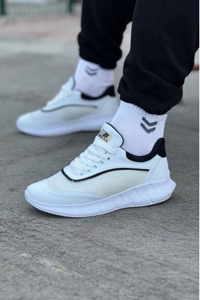 WG062 Beyaz Siyah Triko Erkek Spor Ayakkabı WG062 Beyaz Siyah Triko Erkek Spor Ayakkabı