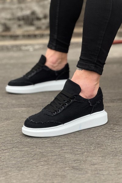 WG018 Siyah Kot Kumaş Erkek Casual Ayakkabı WG018 Siyah Kot Kumaş Erkek Casual Ayakkabı