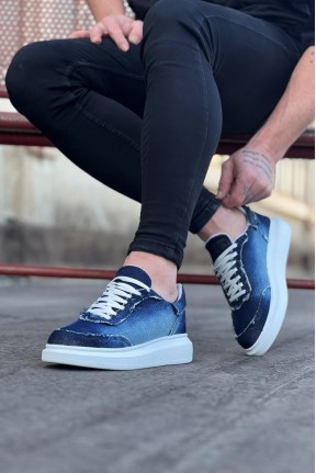 WG018 Koyu Mavi Kot Kumaş Erkek Casual Ayakkabı WG018 Koyu Mavi Kot Kumaş Erkek Casual Ayakkabı