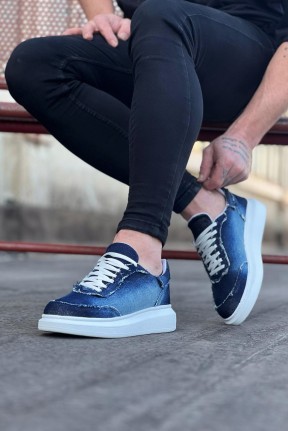 WG018 Koyu Mavi Kot Kumaş Erkek Casual Ayakkabı WG018 Koyu Mavi Kot Kumaş Erkek Casual Ayakkabı