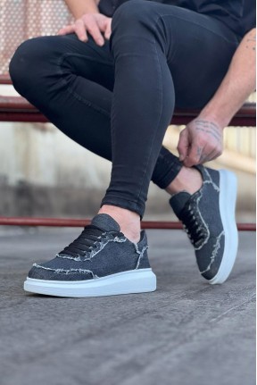 WG018 Gri Kot Kumaş Erkek Casual Ayakkabı WG018 Gri Kot Kumaş Erkek Casual Ayakkabı