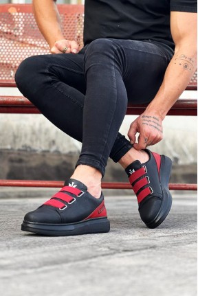 WG029 3 Bant Legend Kömür Kırmızı Kalın Taban Casual Erkek Ayakkabı WG029 3 Bant Legend Kömür Kırmızı Kalın Taban Casual Erkek Ayakkabı