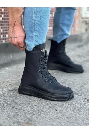 WG012 Kömür Cilt Uzun Bağcıklı  Bot WG012 Kömür Cilt Uzun Bağcıklı  Bot