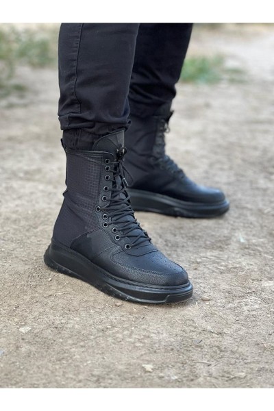 WG012 Kömür Cilt Uzun Bağcıklı  Bot WG012 Kömür Cilt Uzun Bağcıklı  Bot