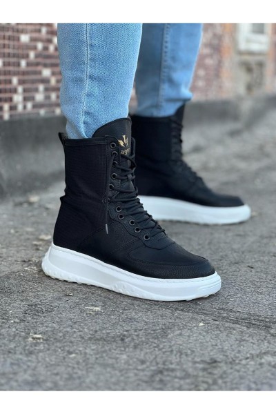 WG012 Siyah Cilt Uzun Bağcıklı  Bot WG012 Siyah Cilt Uzun Bağcıklı  Bot