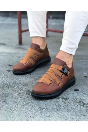 WG033  Taba Siyah Erkek Yüksek Taban  Ayakkabı WG033  Taba Siyah Erkek Yüksek Taban  Ayakkabı