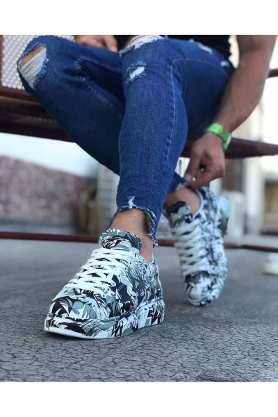 WG501 Siyah Beyaz Boyalı Erkek Casual Ayakkabı