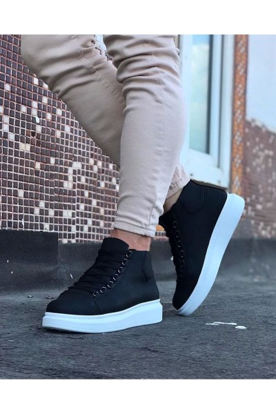 WG032 Siyah Bağcıklı Sneakers Yarım Bilek Bot WG032 Siyah Bağcıklı Sneakers Yarım Bilek Bot