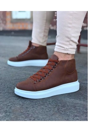 WG032 Taba Bağcıklı Sneakers  Yarım Bilek Bot WG032 Taba Bağcıklı Sneakers  Yarım Bilek Bot