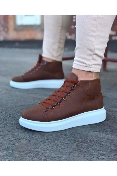 WG032 Taba Bağcıklı Sneakers Yarım Bilek Bot WG032 Taba Bağcıklı Sneakers Yarım Bilek Bot