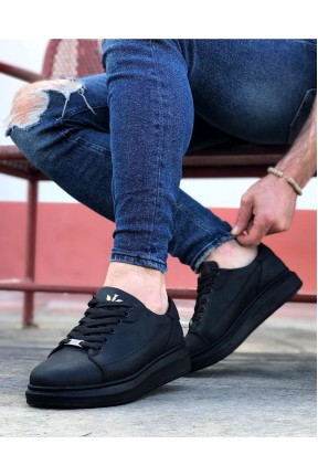 WG028 Kömür Bağcıklı Kalın Taban Casual Erkek Ayakkabı
