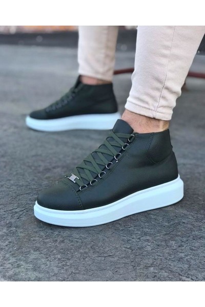 WG032 Haki Bağcıklı Sneakers Yarım Bilek Bot WG032 Haki Bağcıklı Sneakers Yarım Bilek Bot