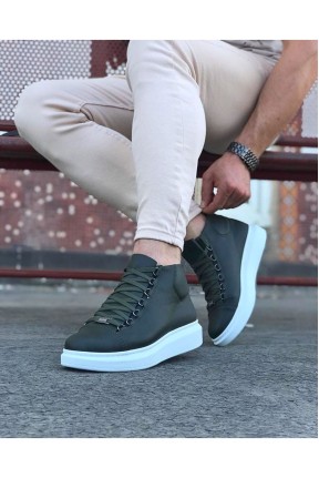 WG032 Haki Bağcıklı Sneakers  Yarım Bilek Bot WG032 Haki Bağcıklı Sneakers  Yarım Bilek Bot