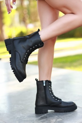 Bria  Siyah Cilt Bağcıklı Bot Bria  Siyah Cilt Bağcıklı Bot