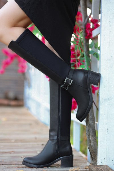 Emrat Siyah Cilt Topuklu Çizme Emrat Siyah Cilt Topuklu Çizme