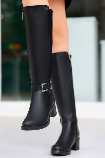 Emrat Siyah Cilt Topuklu Çizme Emrat Siyah Cilt Topuklu Çizme