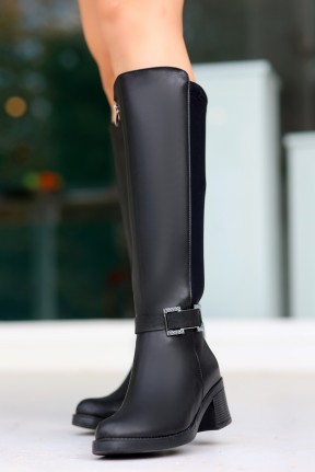 Emrat Siyah Cilt Topuklu Çizme