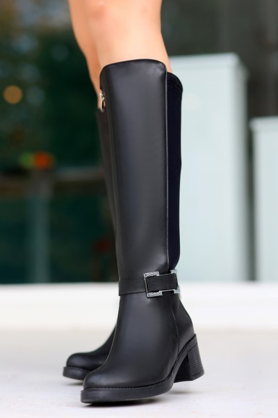 Emrat Siyah Cilt Topuklu Çizme Emrat Siyah Cilt Topuklu Çizme