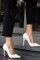 Hillar Beyaz Cilt Stiletto Ayakkabı