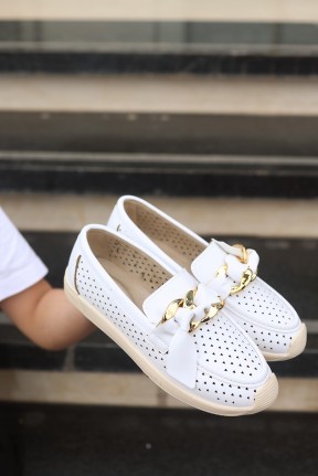 Riwan Beyaz Cilt Babet Ayakkabı Riwan Beyaz Cilt Babet Ayakkabı