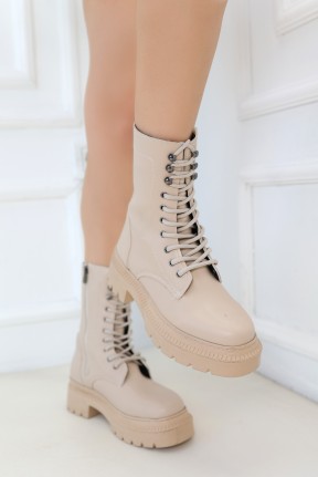 Caxa Nude Cilt Bağcıklı Bot Caxa Nude Cilt Bağcıklı Bot