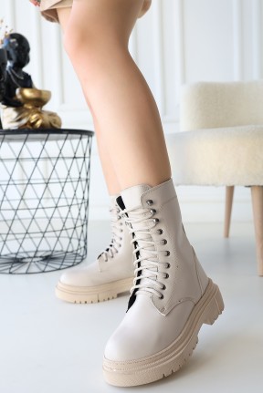 Caxa Bej Cilt Bağcıklı Bot Caxa Bej Cilt Bağcıklı Bot