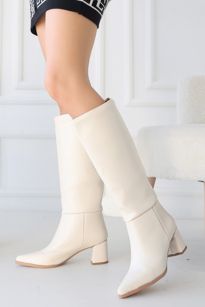 Roksa Ten Cilt Topuklu Çizme Roksa Ten Cilt Topuklu Çizme