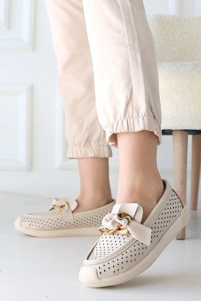 Riwan Bej Cilt Babet Ayakkabı Riwan Bej Cilt Babet Ayakkabı