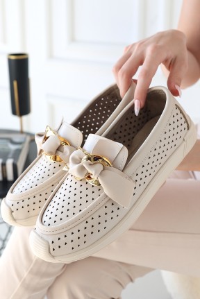 Riwan Bej Cilt Babet Ayakkabı Riwan Bej Cilt Babet Ayakkabı