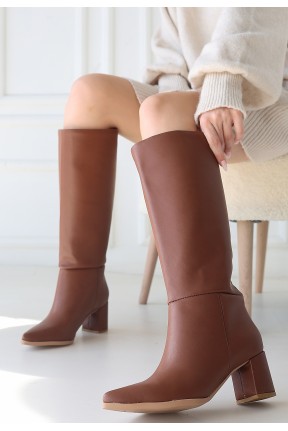 Roksa Taba Cilt Topuklu Çizme Roksa Taba Cilt Topuklu Çizme